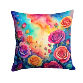 Colorful Roses Throw Pillow Machine Washable, Indoor Outdoor Decorative Pillow for Couch, Bed or Patio, 14Hx14W (Default: Default)