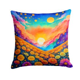 Colorful Marigolds Throw Pillow Machine Washable, Indoor Outdoor Decorative Pillow for Couch, Bed or Patio, 14Hx14W (Default: Default)