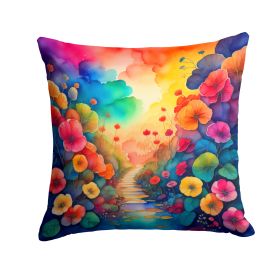 Colorful Begonias Throw Pillow Machine Washable, Indoor Outdoor Decorative Pillow for Couch, Bed or Patio, 14Hx14W (Default: Default)