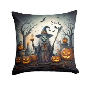 Witch Spooky Halloween Throw Pillow Machine Washable, Indoor Outdoor Decorative Pillow for Couch, Bed or Patio, 14Hx14W (Default: Default)