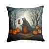 The Weeping Woman Spooky Halloween Throw Pillow Machine Washable, Indoor Outdoor Decorative Pillow for Couch, Bed or Patio, 14Hx14W