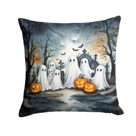 Ghosts Spooky Halloween Throw Pillow Machine Washable, Indoor Outdoor Decorative Pillow for Couch, Bed or Patio, 14Hx14W (Default: Default)