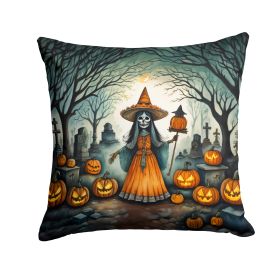 La Llorona Skeleton Spooky Halloween Throw Pillow Machine Washable, Indoor Outdoor Decorative Pillow for Couch, Bed or Patio, 14Hx14W (Default: Default)