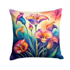 Colorful Calla Lilies Throw Pillow Machine Washable, Indoor Outdoor Decorative Pillow for Couch, Bed or Patio, 14Hx14W (Default: Default)