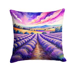 Colorful English Lavender Throw Pillow Machine Washable, Indoor Outdoor Decorative Pillow for Couch, Bed or Patio, 14Hx14W (Default: Default)