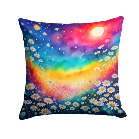 Colorful Daisies Throw Pillow Machine Washable, Indoor Outdoor Decorative Pillow for Couch, Bed or Patio, 14Hx14W (Default: Default)