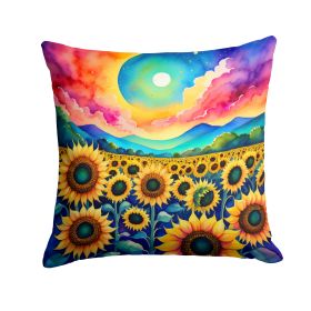 Colorful Sunflowers Throw Pillow Machine Washable, Indoor Outdoor Decorative Pillow for Couch, Bed or Patio, 14Hx14W (Default: Default)