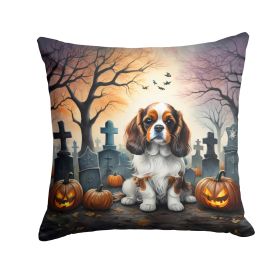 Cavalier Spaniel Spooky Halloween Throw Pillow Machine Washable, Indoor Outdoor Decorative Pillow for Couch, Bed or Patio, 14Hx14W (Default: Default)