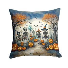 Calacas Skeletons Spooky Halloween Throw Pillow Machine Washable, Indoor Outdoor Decorative Pillow for Couch, Bed or Patio, 14Hx14W (Default: Default)