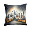 Mariachi Skeleton Band Spooky Halloween Throw Pillow Machine Washable, Indoor Outdoor Decorative Pillow for Couch, Bed or Patio, 14Hx14W