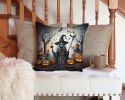 Witch Spooky Halloween Throw Pillow Machine Washable, Indoor Outdoor Decorative Pillow for Couch, Bed or Patio, 14Hx14W