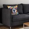 Bernese Mountain Dog Hippie Dawg Throw Pillow Machine Washable, Indoor Outdoor Decorative Pillow for Couch, Bed or Patio, 14Hx14W