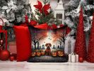 Dachshund Spooky Halloween Throw Pillow Machine Washable, Indoor Outdoor Decorative Pillow for Couch, Bed or Patio, 14Hx14W