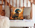 Dachshund Fall Throw Pillow Machine Washable, Indoor Outdoor Decorative Pillow for Couch, Bed or Patio, 14Hx14W