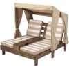 KidKraft Wooden Outdoor Double Chaise Lounge with Cup Holders, Patio Furniture for Kids or Pets, Espresso with Oatmeal