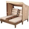 KidKraft Wooden Outdoor Double Chaise Lounge with Cup Holders, Patio Furniture for Kids or Pets, Espresso with Oatmeal