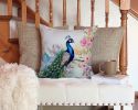 Peacock Throw Pillow Machine Washable, Indoor Outdoor Decorative Pillow for Couch, Bed or Patio, 14Hx14W