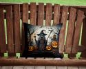 Witch Spooky Halloween Throw Pillow Machine Washable, Indoor Outdoor Decorative Pillow for Couch, Bed or Patio, 14Hx14W