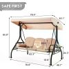 3 Seat Outdoor Porch Swing,Adjustable Canopy Porch Swings,Outdoor Swing with Stand, Glider Chair with Thicken Patio Swings