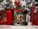 Bernese Mountain Dog and Santa Claus Throw Pillow Machine Washable, Indoor Outdoor Decorative Pillow for Couch, Bed or Patio, 14Hx14W