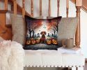 Dachshund Spooky Halloween Throw Pillow Machine Washable, Indoor Outdoor Decorative Pillow for Couch, Bed or Patio, 14Hx14W