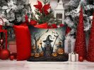 Witch Spooky Halloween Throw Pillow Machine Washable, Indoor Outdoor Decorative Pillow for Couch, Bed or Patio, 14Hx14W