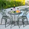 Patio Balcony Stylish Cast Aluminum Bistro Bar Table  Chair 3 Pcs Set